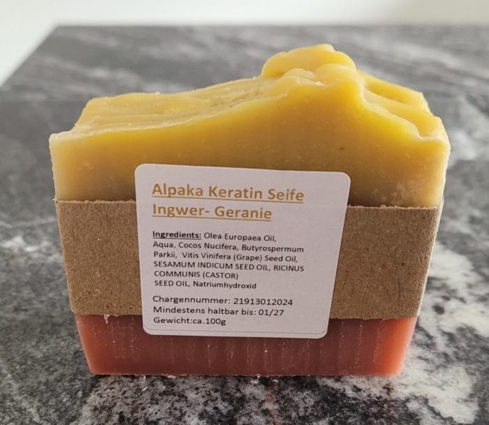 Alpaka Keratin Seife Geranie- Ingwer
